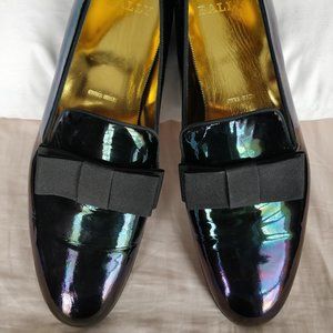 Bally Barks petrol multi patent grosgrain slip on